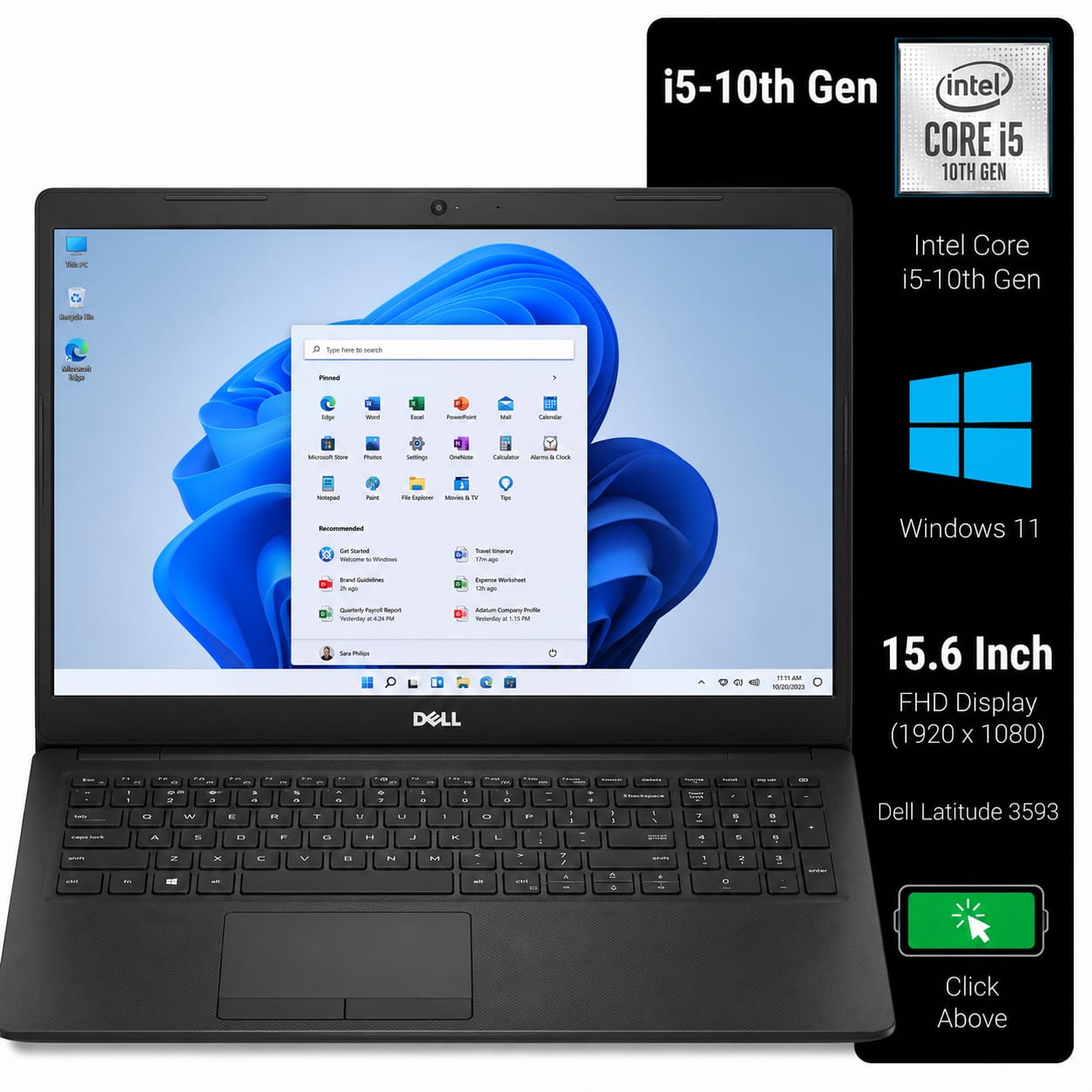 Dell Inspiron 3593 intel core i5 10th gen 15.6 Inch display windows 11 Refurbished