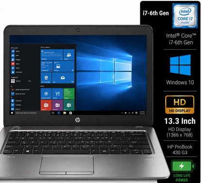 HP ProBook 430 G3 Intel Core i7 6th Gen | 13.3 Inch HD Windows 10 Refurbished