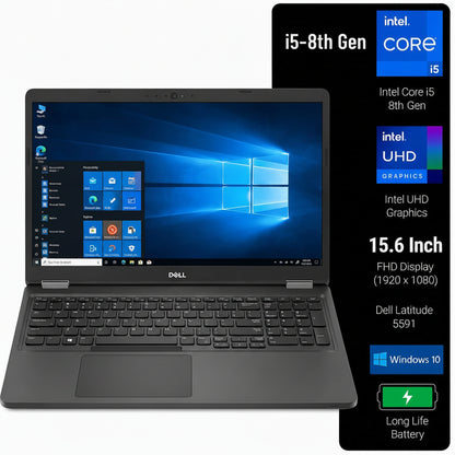 Dell Latitude 5591 Intel Core i5 8th Gen | 15.6 Inch HD Windows 10 Refurbished
