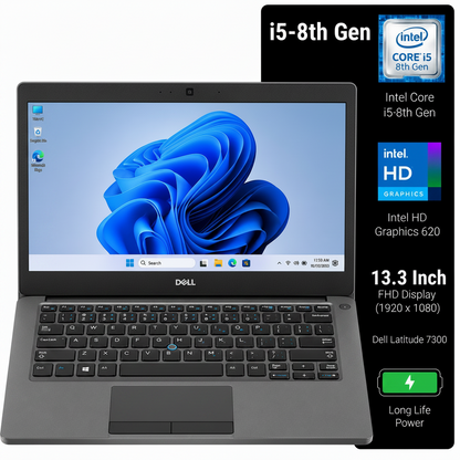 Dell Latitude 7300 Intel Core i5 8th Gen | 13.3 Inch FHD Windows 11 Pro Refurbished