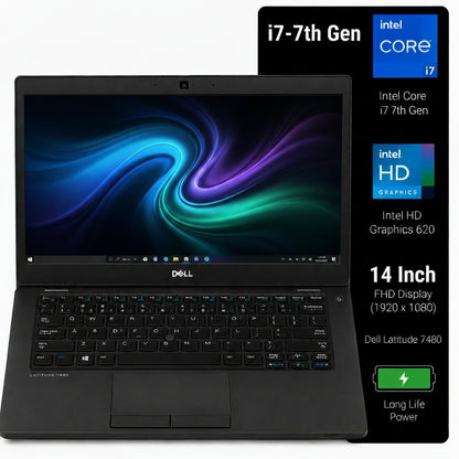 Dell Latitude 7480 Intel Core i7 7th Gen | 14 Inch FHD Windows 10 Refurbished