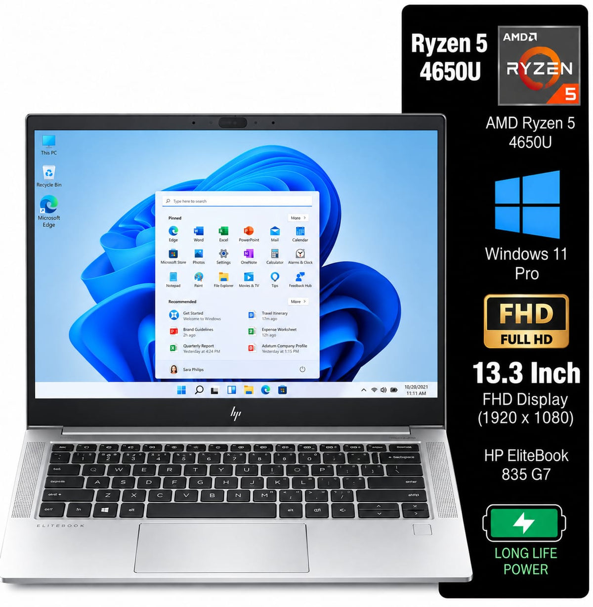 HP EliteBook 835 G7 AMD Ryzen 5 4650U | 13.3 Inch FHD Windows 11 Refurbished