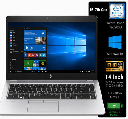 HP EliteBook 840 G4 Intel Core i5 7th Gen | 14 Inch FHD Touchscreen Windows 10 Refurbished