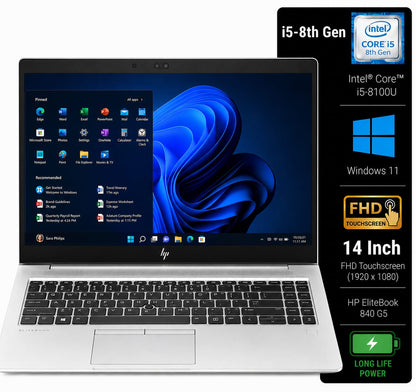 HP EliteBook 840 G5 Intel Core i5 8th Gen | 14 Inch FHD Touchscreen Windows 11 Refurbished