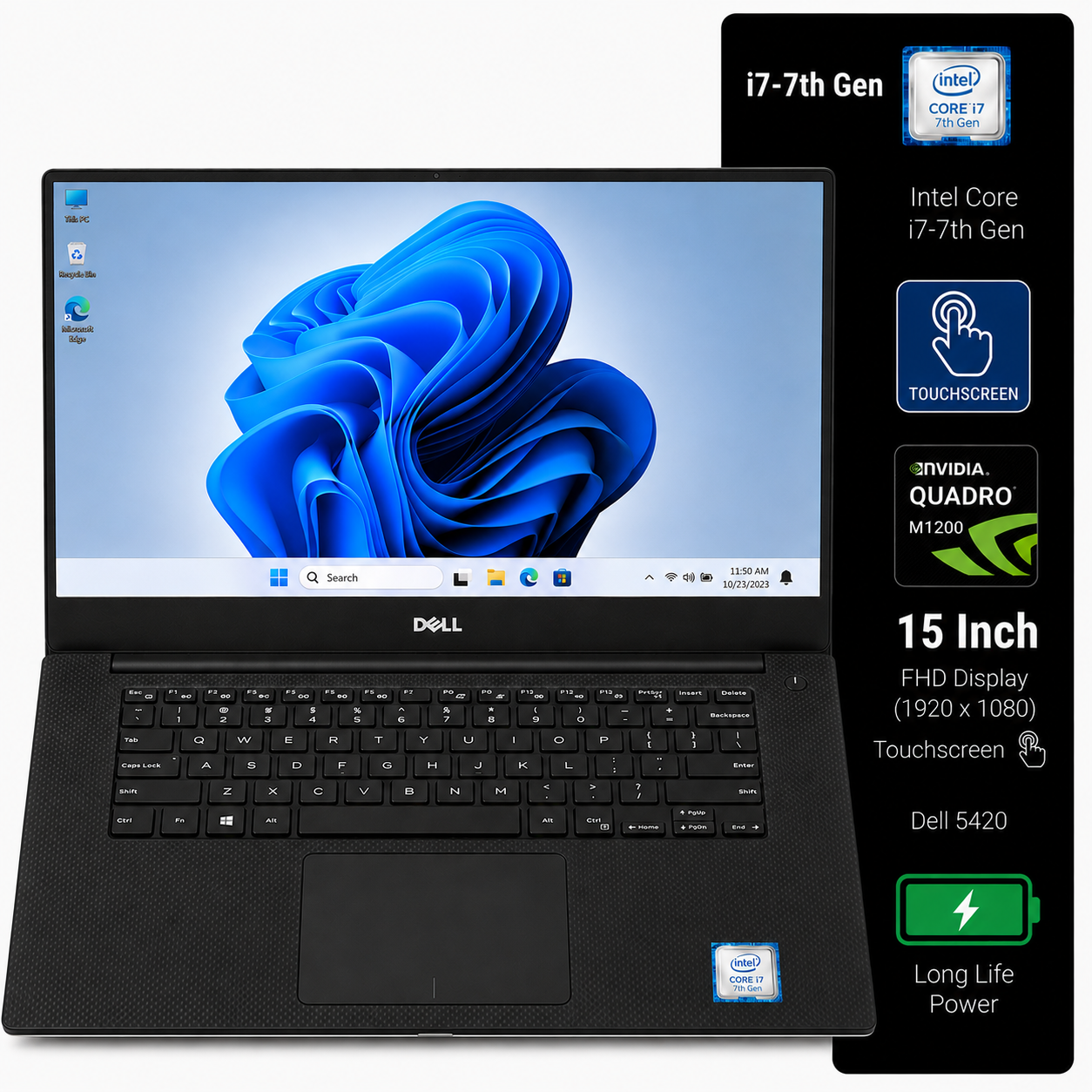 Dell Precision 5520 Intel Core i7 7th Gen | 15 Inch FHD Touchscreen Windows 11 Pro Refurbished