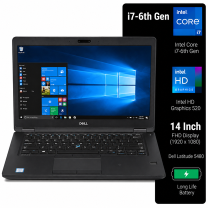 Dell Latitude 5480 Intel Core i7 6th Gen | 14 Inch FHD Windows 10 Refurbished