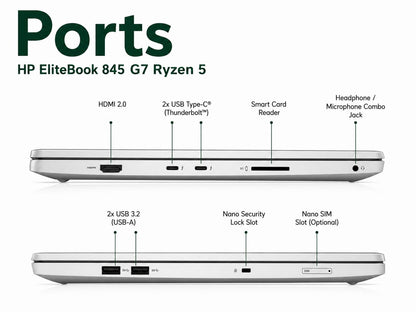 HP EliteBook 845 G7 AMD Ryzen 5 PRO 4650U | 14 Inch FHD Display Windows 11  Refurbished