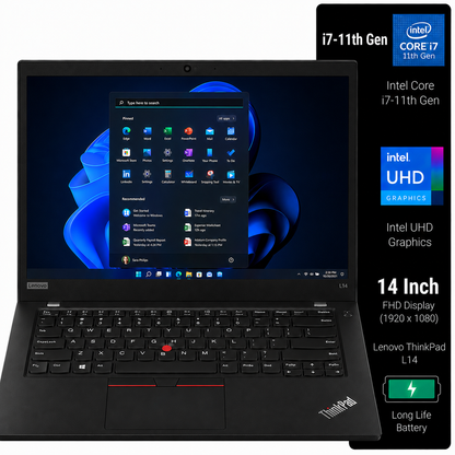 Lenovo ThinkPad L14 Intel Core i7 11th Gen | 14 Inch FHD Windows 11 Refurbished