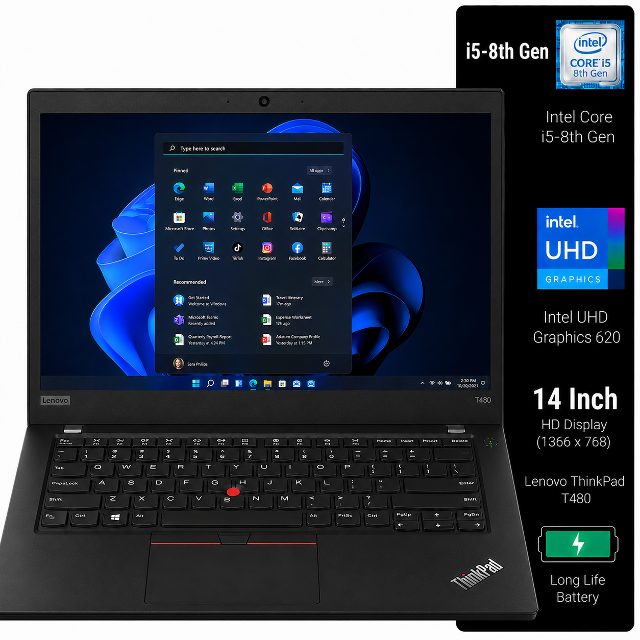 Lenovo ThinkPad T480 Intel Core i5 8th Gen | 14 Inch HD Windows 11 Refurbished