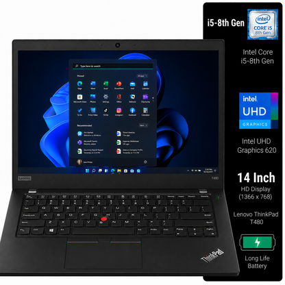 Lenovo ThinkPad T480 Intel Core i5 8th Gen | 14 Inch HD Windows 11 Refurbished