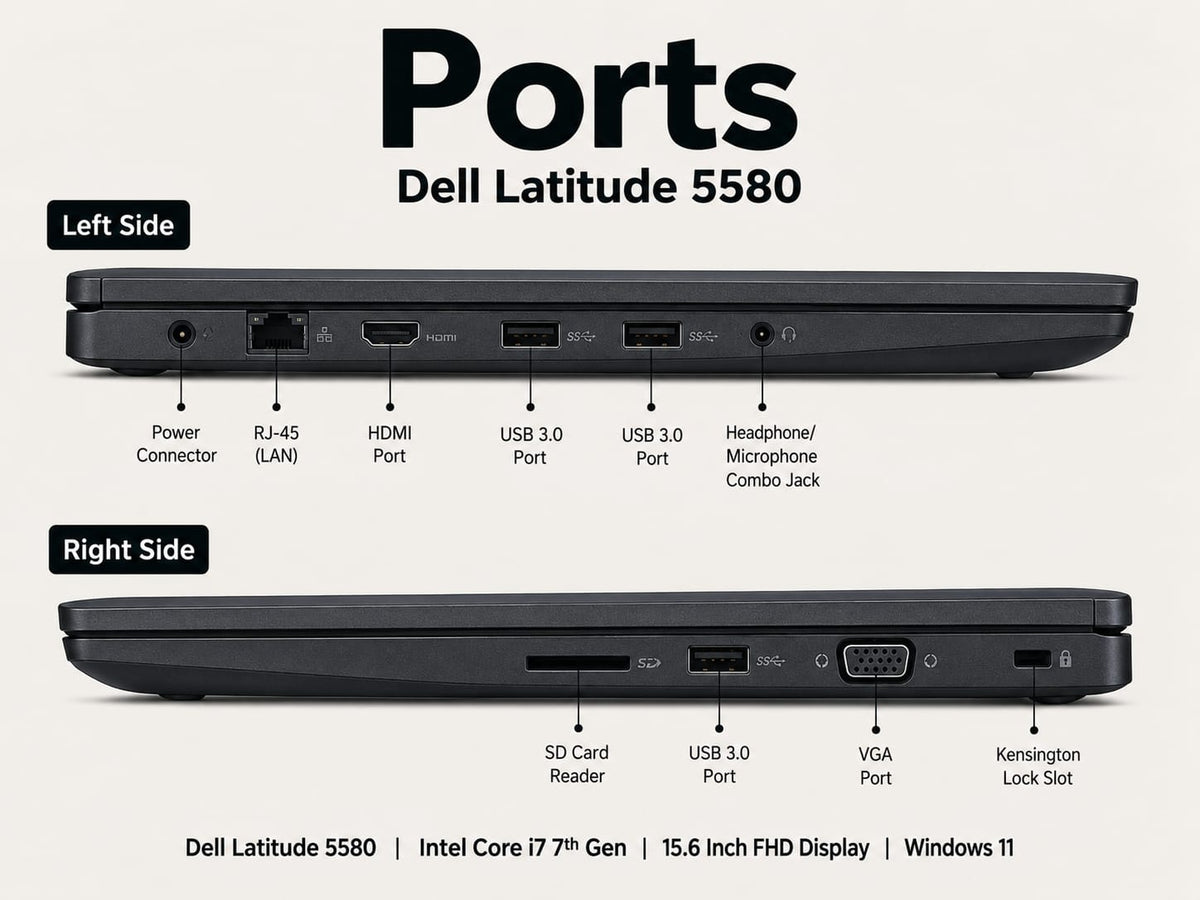 Dell Latitude 5580 Intel Core i7 7th Gen | 15.6 Inch FHD Windows 11 Refurbished