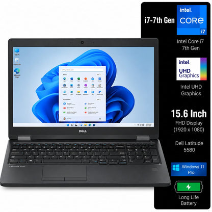 Dell Latitude 5580 Intel Core i7 7th Gen | 15.6 Inch FHD Windows 11 Refurbished