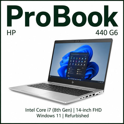 HP ProBook 440 G6 Intel Core i7 8th Gen | 14 Inch FHD Windows 11 Refurbished