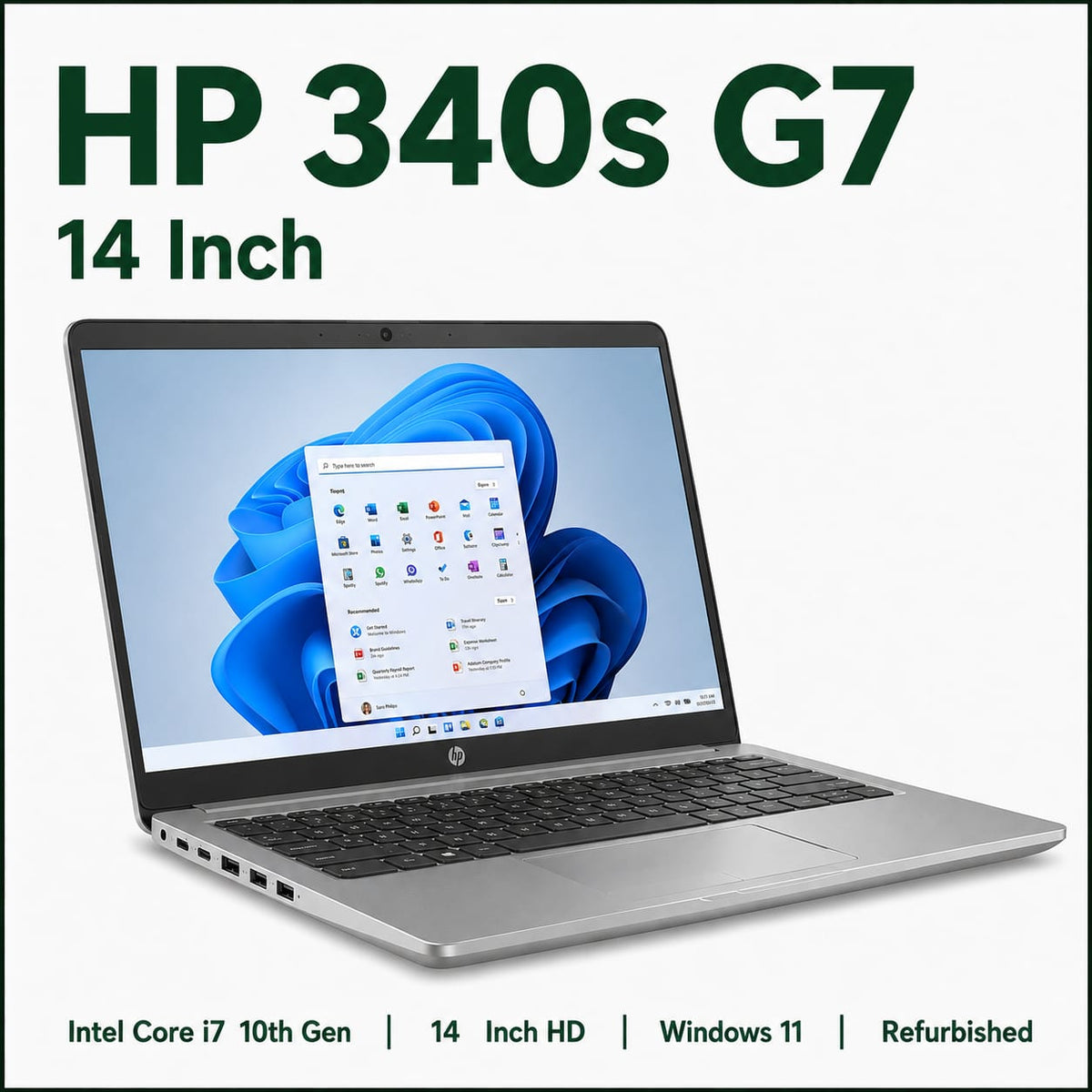 HP 340S G7 Intel Core i7 10th Gen | 14 Inch HD Windows 11 Display Refurbished
