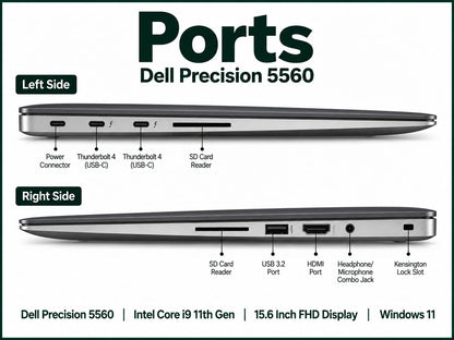 Dell Precision 5560 Intel Core i9 11th Gen | 15.6 Inch FHD Windows 11 Refurbished