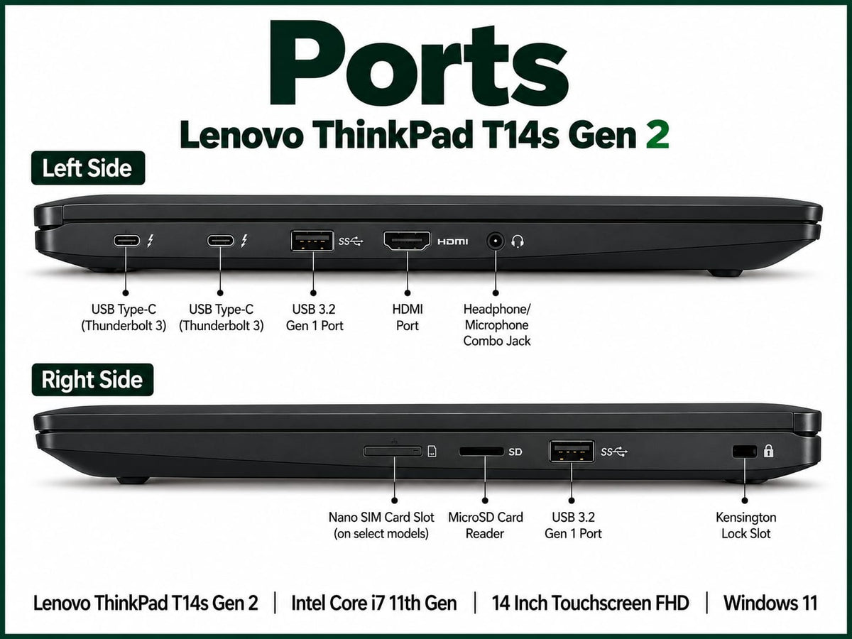 Lenovo ThinkPad T14s Gen 2 Intel Core i7 11th Gen | 14 Inch Windows 11 Refurbished