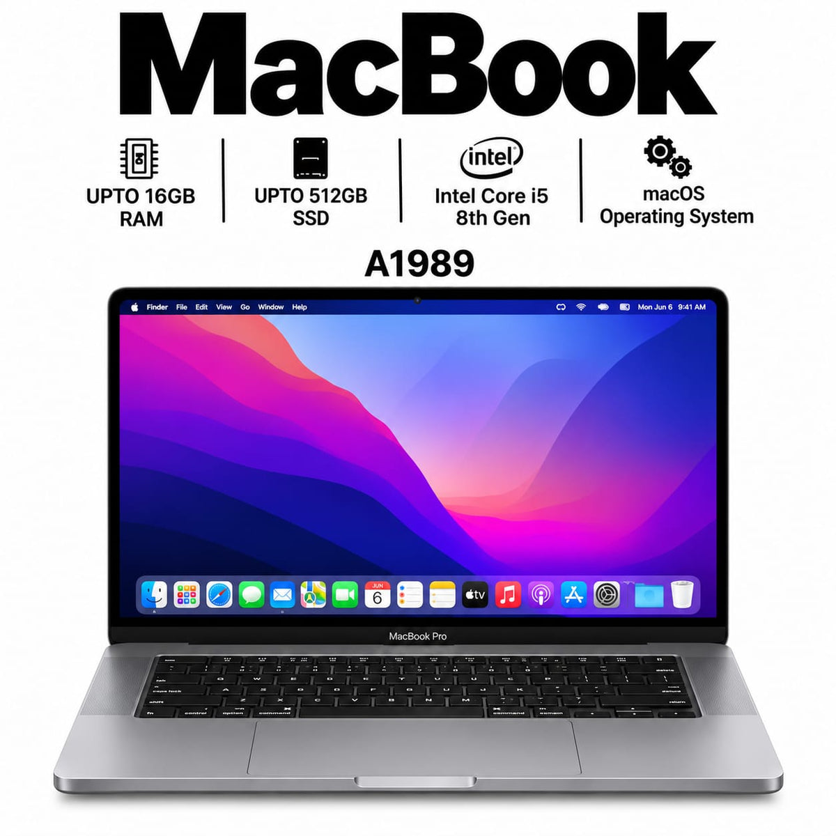 Apple MacBook Pro A1989 Intel Core i7 | 13.3-inch Touch Bar Refurbished