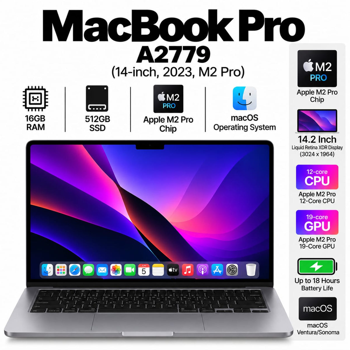 MacBook Pro 14 inch M2 Pro 2023 A2779 overview