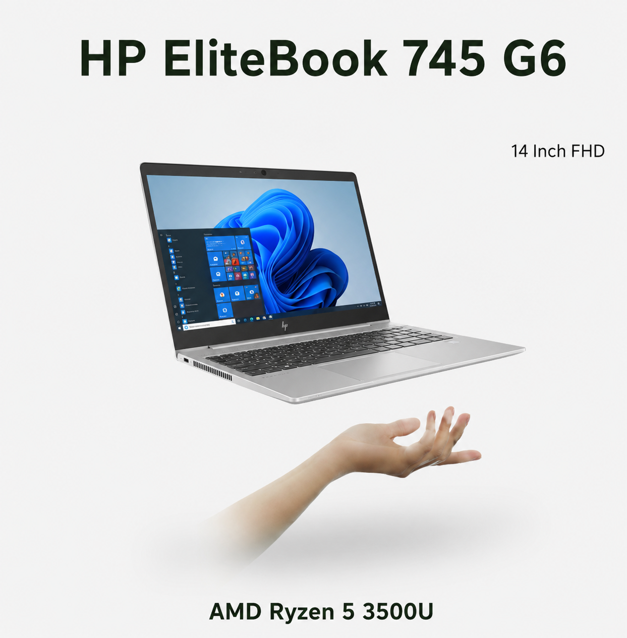 HP EliteBook 745 G6 refurbished laptop, 14-inch FHD, AMD Ryzen 5 3500U